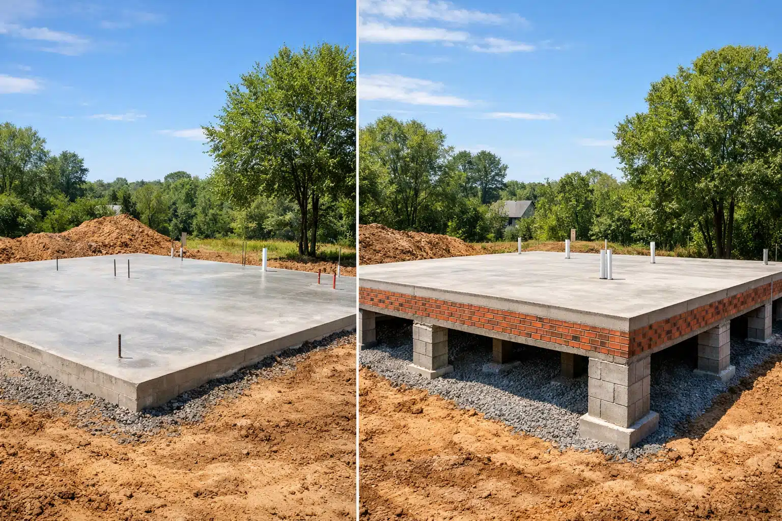 Dalle béton sur terre-plein avec ou sans vide sanitaire pour construction de maison